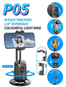 Stabilisateur intelligent P05 AI pour selfies sur téléphone, suivi du visage à 360 degrés, rotation automatique, contrôle gestuel, bâton de <span class=keywords><strong>selfie</strong></span> pliable - Product Image 4