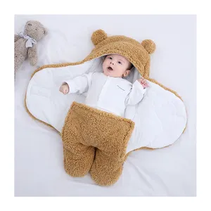 Famicheer Organic Cotton Soft Newborn Baby Wrap Blankets Winter Baby Quilted Baby Sleeping Bag Swaddle