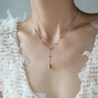 Collier Géométrique Goutte d'Eau Élégant et Luxueux YF8425, Plaqué Or 18K, Acier Inoxydable Étanche