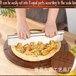 Tabla para pizza de madera de acacia redonda de 2.0 cm de grosor con asa para uso doméstico, tablas de cortar - Product Image 5