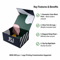Boîte magnétique géométrique vert foncé de luxe avec blocs de couleur pour emballage cadeau haut de gamme et présentoir de vente au détail