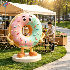 Statua Mascotte Ciambella in Fibra <span class=keywords><strong>di</strong></span> Vetro a Grandezza Naturale, Scultura <span class=keywords><strong>di</strong></span> Personaggio Dolce, Ornamenti Moderni per Interni a Tema Alimentare - Product Image 1