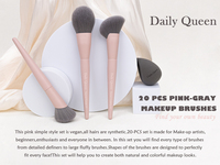 DailyQueen 19pcs Set Kuas Makeup Pink Bulu Nilon Aplikator Kosmetik Wajah Mata Kuas Kipas Pipih Smudge Kuas Sudut