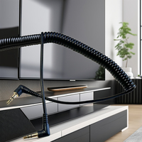 3.5mm 2 Pôles 3 Pôles 4 Pôles Noir Mâle Mâle Angle Droit Ressort Câble Électrique Adaptateur Haut-Parleur AUX Câble Audio Stéréo