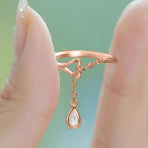 <b>Silver</b> Water Drop <b>Ring</b> 925 <b>Sterling</b> <b>Silver</b> Pear Cut Crystal Bezel Setting Women's Gift Jewelry T0154 - Product Image 2