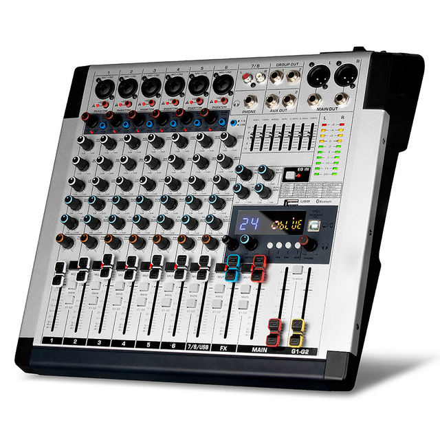 Biner AG8 Professional Audio Interface 8 Channels USB Audio Mixer DJ Controller/Audio Console Mixer