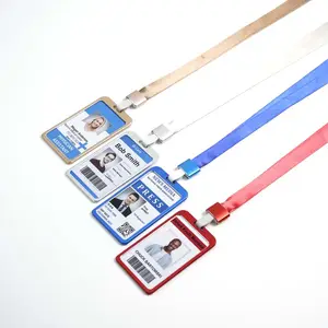 Professional Neck Lanyard with Aluminium Retractable Metal ID Badge Card Holder for Office Use