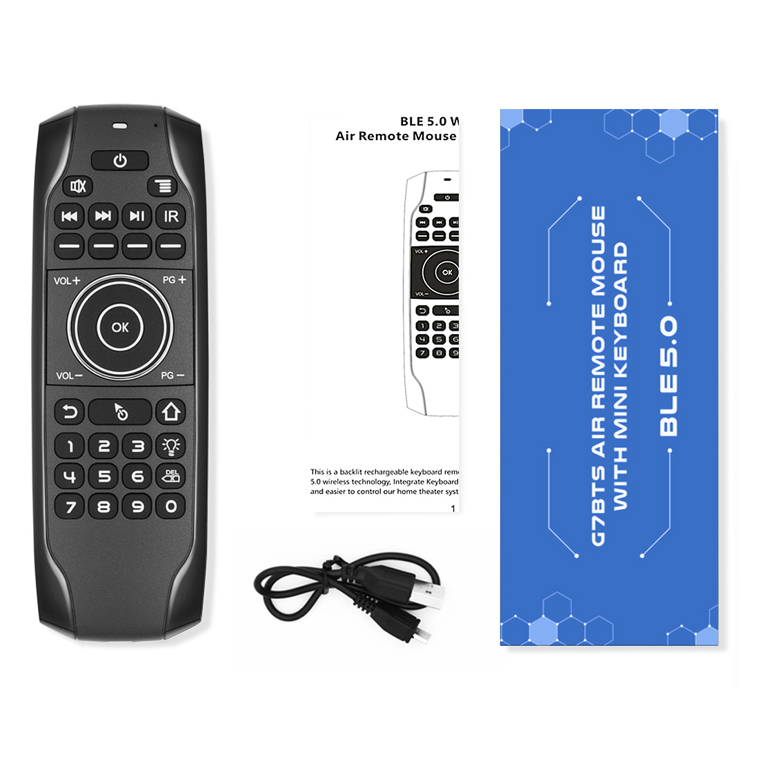BLE 5.0 Air Remote Mouse with Mini Keyboard G7BTS for Smart TV, PC