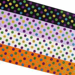 Ruban gros-grain à pois scintillants pour Halloween, 3,8 cm, 10 yards, pour emballage cadeau et décoration de fête - Product Image 2
