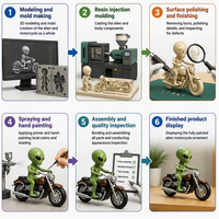Figurines de moto Alien personnalisées en gros, figurines en résine, cadeau créatif, décoration d'intérieur