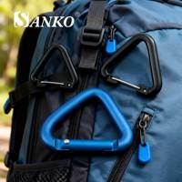 SANKO Mousqueton en alliage d'aluminium sans nickel, écologique, avec boucle à ressort triangulaire, porte-clés, clip de fixation et crochet classique pour bouteille