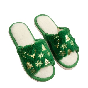 2024 tùy chỉnh giáng sinh dép thiết kế của nam giới phụ nữ kích thước lớn Fluffy Trắng mở ngón chân dép mềm chống trượt cho mùa đông nóng - Product Image 1