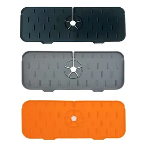 1 pièce Tapis de protection d'évier en silicone rectangulaire 37x14cm, anti-goutte, anti-éclaboussures, antidérapant, écologique, pliable, pour salle de bain - Product Image 3