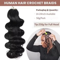 Extensions de cheveux humains pré-divisées sans nœuds, style Body Wave Boho Braids, avec plumes et crochets, pour un effet miracle