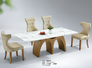 Meubles de taille d'appartement moderne, table à manger rectangulaire miniature, ensembles de tables à manger en marbre, tables en bois - Product Image 6