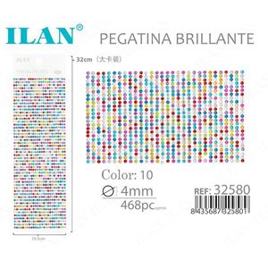 Ilan Adesivi Brillanti 4mm Multicolore 468pz Carta Grande - Product Image 1