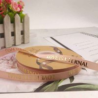 Ruban de satin en feuille d'or 3D imprimé sur mesure Logo simple face imprimé pour étiquettes de vêtements et accessoires pour cheveux