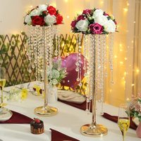 Hohe Gold Silber Kristall Blumen ständer Seide Blumen arrangements Metall Hochzeit Tisch dekoration Dekorationen