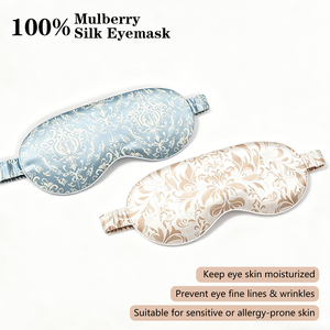 Masque pour les yeux en soie de mûrier imprimé sur mesure de luxe, 22 Momme, masque pour les yeux en soie pure pour les voyages et un sommeil confortable - Product Image 6