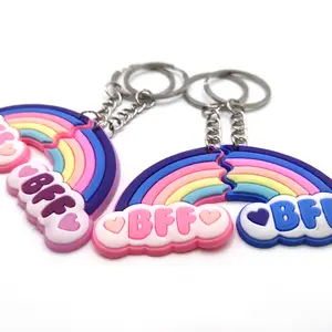 Keychain Manufacturers In China Bag Charm Best Friends Soft PVC Rubber Key Chains Rainbow Keychains