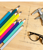 Outils de Construction de marquage plat de couleurs mélangées de haute qualité, crayon de charpentier pour le travail du bois