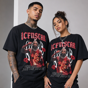 Men's 100% Cotton Character Graphic T Shirt Oversized Short Sleeve O Neck Woven Streetwear Printed Anti-Wrinkle - Product Image 1
