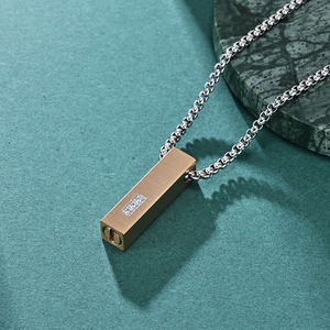 Kustom grosir baru pria emas mawar baja nirkarat zirkon kremasi perhiasan kenang-kenangan abu liontin kalung - Product Image 4