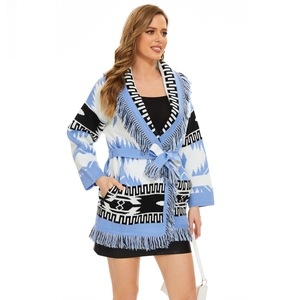 <span class=keywords><strong>Cardigan</strong></span> Invernale da Donna Stile Bohémien di Nuovo Design con Maniche Lunghe e Spalle Scivolate, Vintage in <span class=keywords><strong>Lana</strong></span> Jacquard di Media Lunghezza - Product Image 5