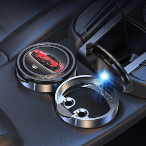 ที่เขี่ยบุหรี่ในรถยนต์อเนกประสงค์พร้อมไฟ LED แบบพกพาเปิดฝาได้ด้วยปุ่มเดียว อุปกรณ์เสริมสร้างสรรค์เฉพาะบุคคล - Product Image 1