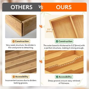 Porte-couverts à 5 compartiments en bambou extensible pour tiroir de cuisine - Product Image 6