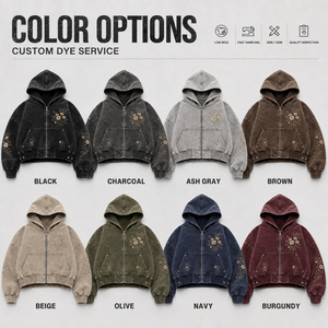 Sudadera <span class=keywords><strong>con</strong></span> capucha personalizada <span class=keywords><strong>con</strong></span> estampado floral para hombre, al por mayor, de algodón pesado de 600 g/m², negra, <span class=keywords><strong>con</strong></span> cremallera y efecto desgastado, estilo crop top. - Product Image 2
