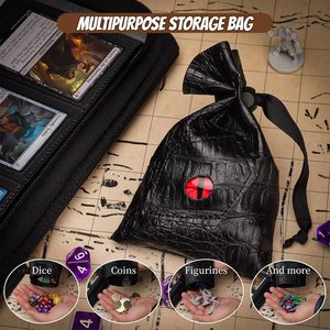 Pochette à dés Haxtec Dragon, petite pochette de rangement en cuir PU avec cordon de serrage, sac à monnaie, dragons aux yeux violets, pochette à dés cadeau avec cordon de serrage - Product Image 5