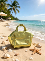 Sac à main mini YITING en PU métallisé brillant avec fermeture éclair, motif bonbon, pochette portable pour cosmétiques et bijoux, idéal pour les voyages quotidiens