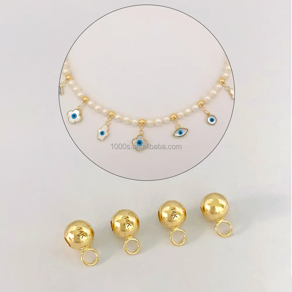 14K oro reale fai da te in oro che trova gioielli in oro puro perline di posizionamento per bracciali collana