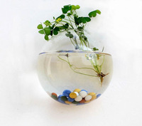 Vase mural créatif Réservoir de poissons en verre Demi-cercle Réservoir de poissons transparent Aquarium Mini Réservoir de poissons