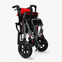 Fauteuil roulant manuel pliable léger QHC LJ02LJ-RED pour personnes âgées et handicapées, certifié CE ISO, en aluminium, avec dossier réglable et accoudoirs rabattables, capacité 100 kg