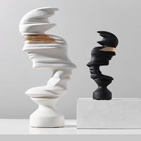 Prix de gros Design moderne Décoration de la maison Visage abstrait Art Statues Intérieur Salon Ornements en résine