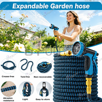 Manguera de Jardín Extensible 3X, 15m 50FT, con Conectores de Latón, Flexible, Retráctil, a Prueba de Fugas, Manguera Mágica de Agua para Jardín