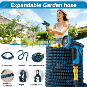<span class=keywords><strong>Manguera</strong></span> de Jardín Extensible 3X, 15m 50FT, <span class=keywords><strong>con</strong></span> Conectores de Latón, Flexible, Retráctil, a Prueba de Fugas, <span class=keywords><strong>Manguera</strong></span> Mágica de Agua para Jardín - Product Image 1