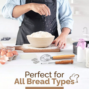 ชุดตะกร้าสำหรับหมักแ<span class=keywords><strong>ป</strong></span>้งขนมปังซาวโดว์แบบกำหนดเอง ขนาด 9 นิ้ว พร้อมชุดเริ่มต้นสำหรับมือใหม่ พร้อมแม่แบบ DIY ถุงเก็บ และอื่นๆ - Product Image 3