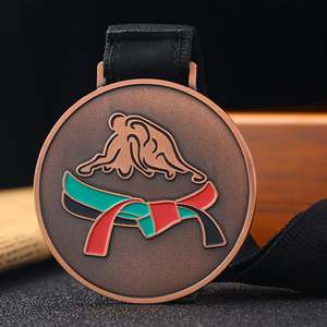 Médaille personnalisée Émirats Arabes Unis, récompense sportive, logo émaillé, médailles athlétiques, logo 2D en cuivre antique, lettres, lutte, Kung Fu, Jiu Jitsu, Judo - Product Image 2