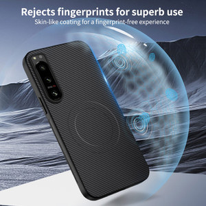 Étui arrière en cuir texturé fibre de carbone magnétique mat avec support pour <span class=keywords><strong>Sony</strong></span> <span class=keywords><strong>Xperia</strong></span> 1 <span class=keywords><strong>10</strong></span> VII VI III 5 <span class=keywords><strong>IV</strong></span> III II, compatible charge sans fil - Product Image 5