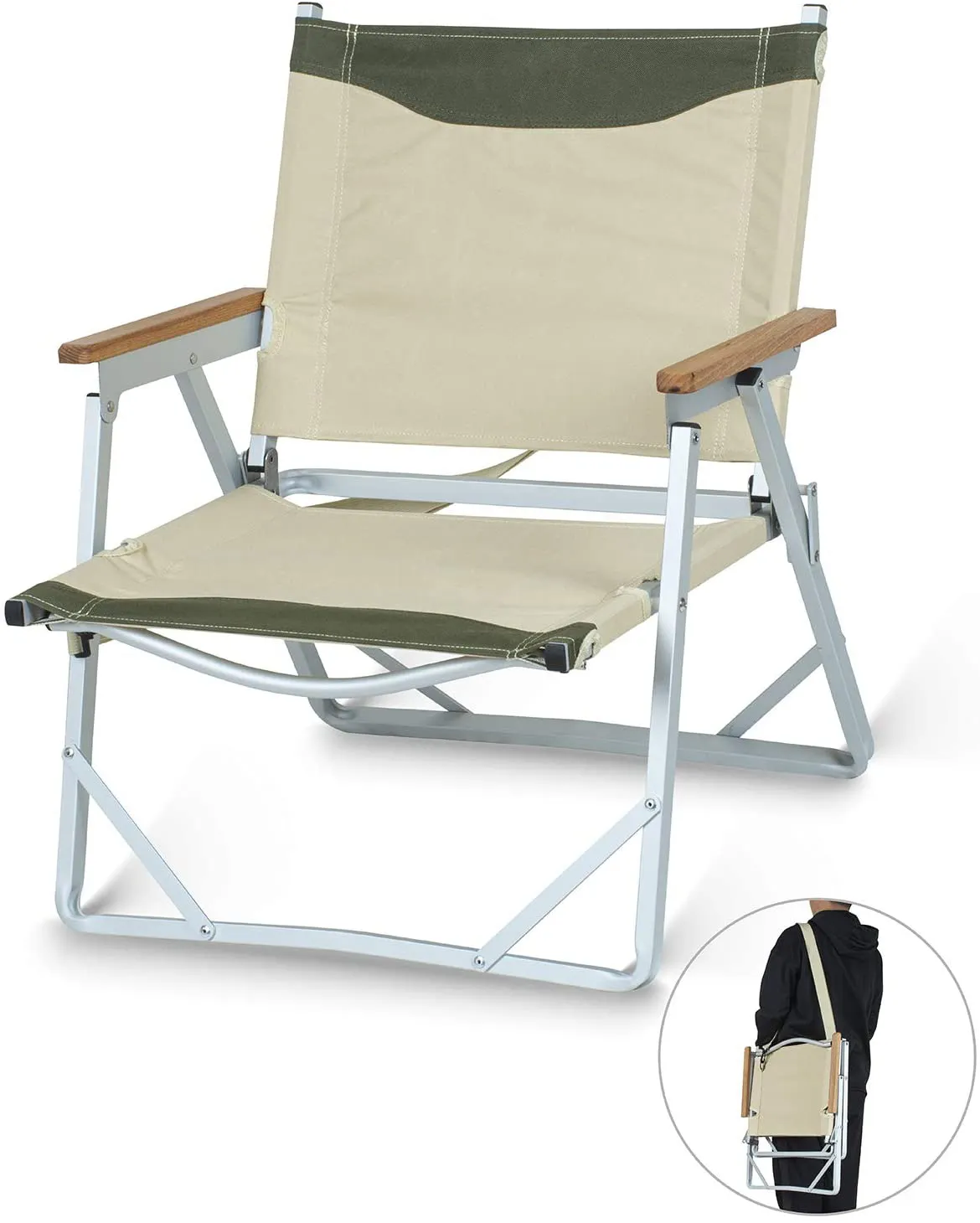 Ultralight Low Beach Concert Camping Folding Chair with Handle and Shoulder Strap