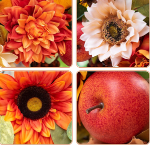 Couronne <span class=keywords><strong>de</strong></span> fleurs artificielles d'automne 2026 pour Halloween, avec tournesols, dahlias et pommes, pour décoration <span class=keywords><strong>de</strong></span> porte - Product Image 3