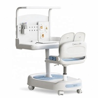 Ensemble de bureau et chaise d'étude ergonomique pour enfants en plastique intégré, réglable en hauteur manuellement, table d'écriture durable pour étudiants avec étagère