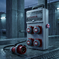 Boîte de distribution d'alimentation industrielle portable étanche IP67, CEE 4x16A 380V, prises 5 broches avec interrupteur d'arrêt d'urgence, RCD, MCB