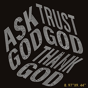 5 สี<span class=keywords><strong>ขอ</strong></span><span class=keywords><strong>พร</strong></span>ะเจ้าขอบคุณพระเจ้าBlingคําคมทางศาสนาHotfix Rhinestone Transferเหล็กในการออกแบบMotivคริสเตียนRhinestone Transfer - Product Image 2