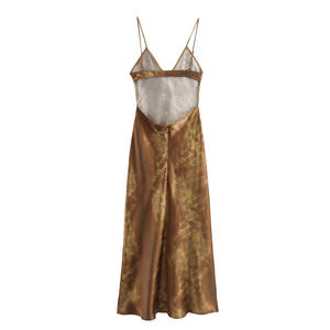 Vestido Midi de Verano Sexy de Seda con Tirantes Finos y Espalda Descubierta, Estilo A-line, para Mujer, Moda - Product Image 2