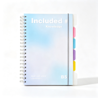 Carnet spirale B5, 124 feuilles, 80 g/m², couverture PP, séparateurs à sangle, dégradé de couleurs, 4 motifs, papeterie étudiante, vente en gros