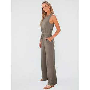 2025 monos informales sin mangas para mujer, trajes elegantes de verano con pantalones de pierna ancha, peleles de moda, ropa - Product Image 4